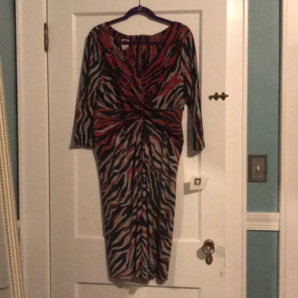NWT Anne Klein patterned faux wrap dress